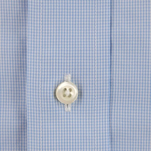 Brooks Brothers Cotton Check Non-Iron Button-Down 17 4/5 Blue Mens Pocket Shirt - Picture 6 of 16
